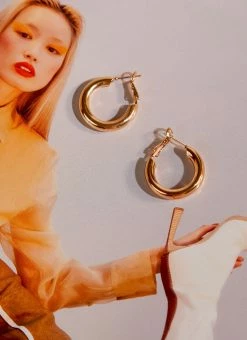 Peppermayo Kaia Hoop Earrings - Gold -Peppermayo Shop c268ff57b0b1451fbae7db8daecf4c8f