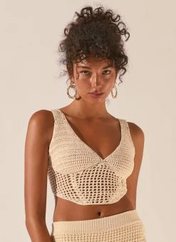 Peppermayo Exclusive Dreaming Of The Coast Crochet Corset - Seashell