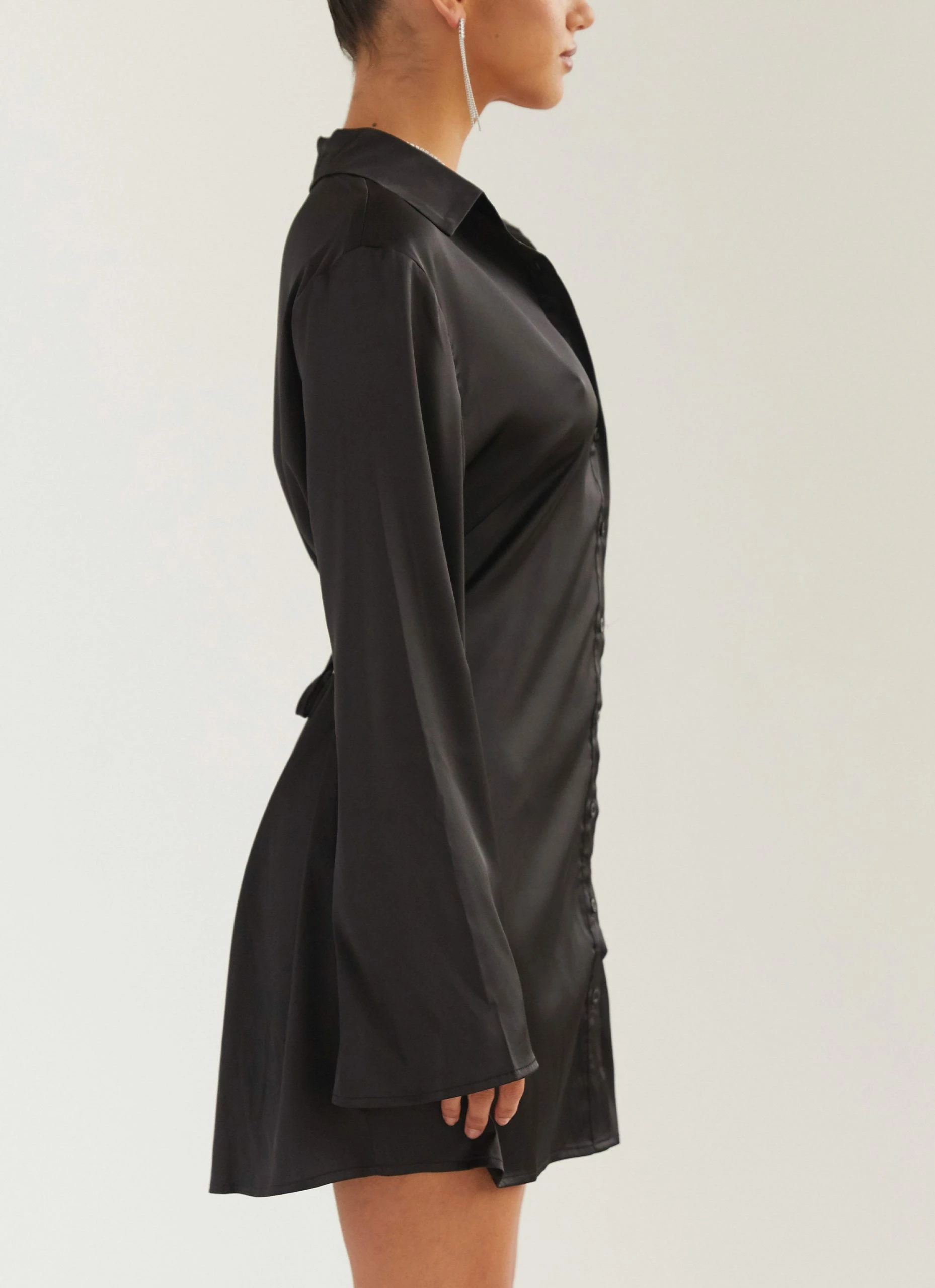 Silk X Peppermayo Draped In Bliss Satin Shirt Dress - Shadow 8 Silk X Peppermayo Draped In Bliss Satin Shirt Dress - Shadow - Image 6