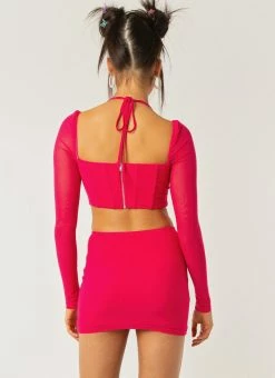 Peppermayo Exclusive Sienna Mesh Halter Top - Magenta -Peppermayo Shop cc89edfbc3454370a38a409e6a410b85