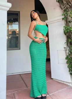 Riley Hubatka X Peppermayo Tan Lines Crochet Crop Top - Green