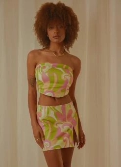 Peppermayo Exclusive Living In The 90s Bustier Top - Retro Swirl