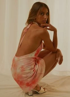 Peppermayo Exclusive Winona Halter Slip Dress - Peach Tie Dye