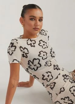 Silk X Peppermayo Structured Shapes Mesh Tee - Glazed Floral -Peppermayo Shop d4be277579b74361adae0f0891dcfe1d