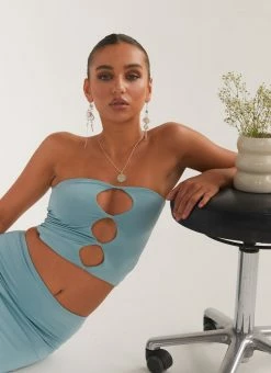 Silk X Peppermayo Organic Forms Tube Top - Antiqued Aqua