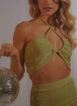 Peppermayo Exclusive Pool Suite Crop - Lime Green