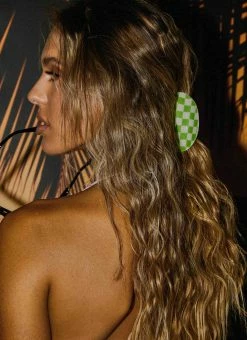 Peppermayo Saturday Style Hair Clip - Lime Check