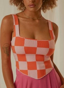 Peppermayo Exclusive Alfresco Nights Bustier Top - Pink Check