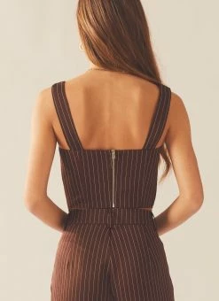 Peppermayo Exclusive Talula Pinstripe Bustier - Chocolate -Peppermayo Shop dedbd942b292499e83946b045d0b6c08