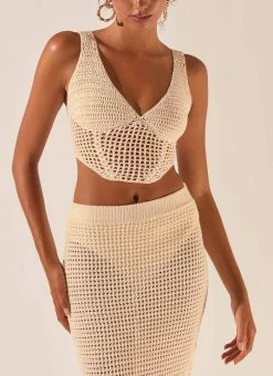 Peppermayo Exclusive Dreaming Of The Coast Crochet Corset - Seashell -Peppermayo Shop e835a1e51b3042deb75a2babe3c7106b