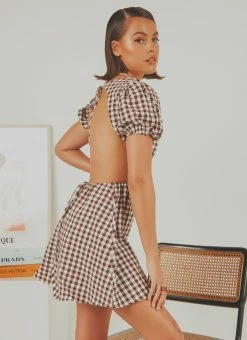 Peppermayo Exclusive Anglais Mini Dress - Choc Brown Gingham -Peppermayo Shop e8f96102b17d40199a60b5d49918711b