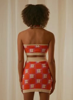 Peppermayo Exclusive Flower Market Knit Halter - Orange Mod Floral -Peppermayo Shop e9e8b03357db44758d653837e4875964