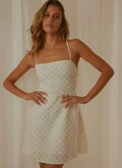 Cools Club 90s Mini Dress - Sand Checker -Peppermayo Shop ea5a8ca3d5104758b3118394e1ebaf74