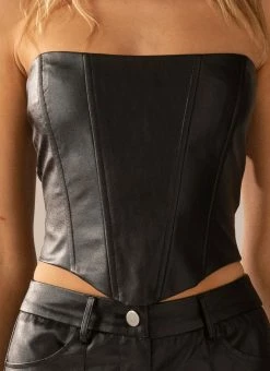 Peppermayo Exclusive Run The Show PU Bustier Top - Black -Peppermayo Shop ec2d4685e02f43a1991148aeca9cb20d