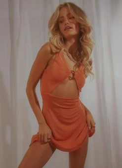 Peppermayo Exclusive Forever Disco Mini Dress - Orange