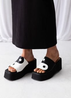 Cult Avenue Yin Yang Mule - White -Peppermayo Shop ed1960fb964a444496cb2fd3e69cf515