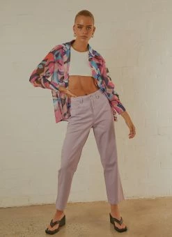 Afends Shelby Hemp Twill Wide Leg Pant - Lilac