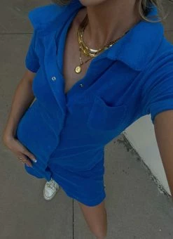 Vacancy Supply Daylight Terry Mini Dress - Cobalt