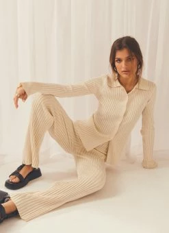 Peppermayo Exclusive Snowfall Rib Knit Pants - Oatmeal -Peppermayo Shop f41c80555a8749ff8934049f89f70217