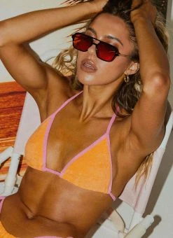 Peppermayo Exclusive Holidae Triangle Bikini Top - Orange Towelling