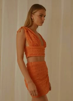 Peppermayo Exclusive My Type Ruched Crop Top - Papaya -Peppermayo Shop fd4d089c90084c59804e73cfbbbbccff