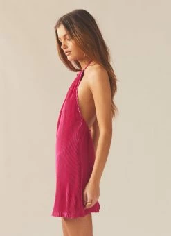 Peppermayo Exclusive Love From Europe Halter Plisse Dress - Magenta -Peppermayo Shop fda580a6cc5f407594f91cae6c9970f7