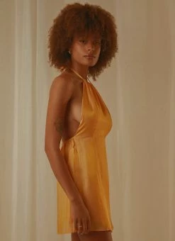 Peppermayo Exclusive Love Lessons Mini Dress - Mango Shimmer -Peppermayo Shop fda6ac7344ba40e5834c55892e6216f5