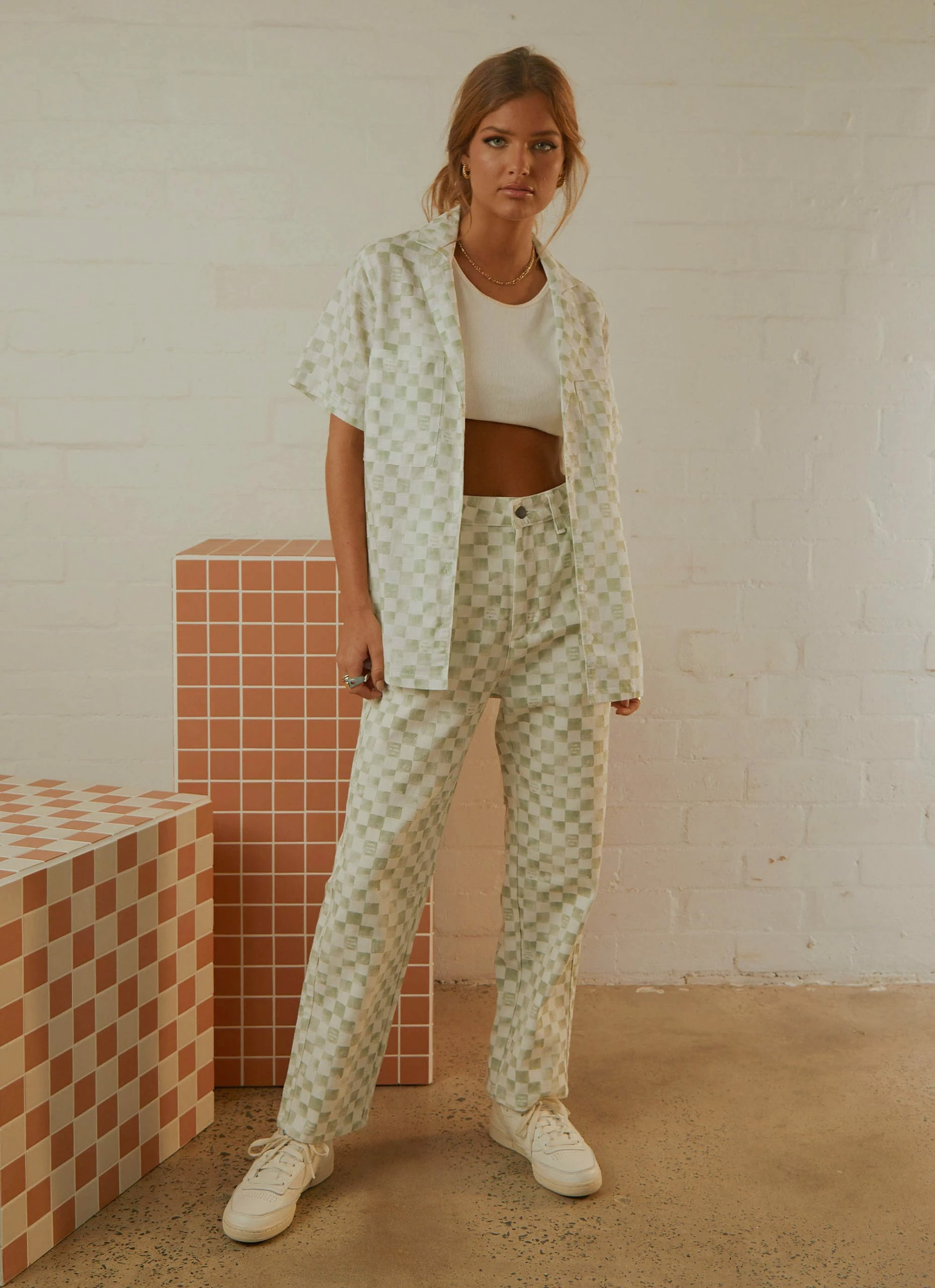 Cools Club California Pant - Sage Checker 4 Cools Club California Pant - Sage Checker - Image 2