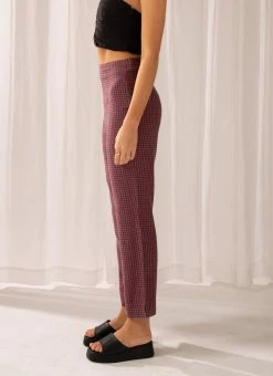 Afends Ryder Hemp Check High Waist Pant - Red -Peppermayo Shop fe7d827e9f264bf887b8b49ab1f04d88