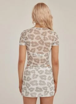 Riley Hubatka X Peppermayo Midnight Kisses Mesh Crop - Greyscale -Peppermayo Shop ff79de85a1c745d986c368dd23d7f1a4