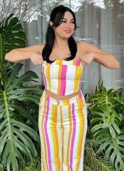 Riley Hubatka X Peppermayo Refreshments Bustier Top - Sunset Stripe