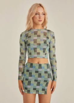Riley Hubatka X Peppermayo Nights In L.A Mesh Top - Techno Check -Peppermayo Shop unnamed